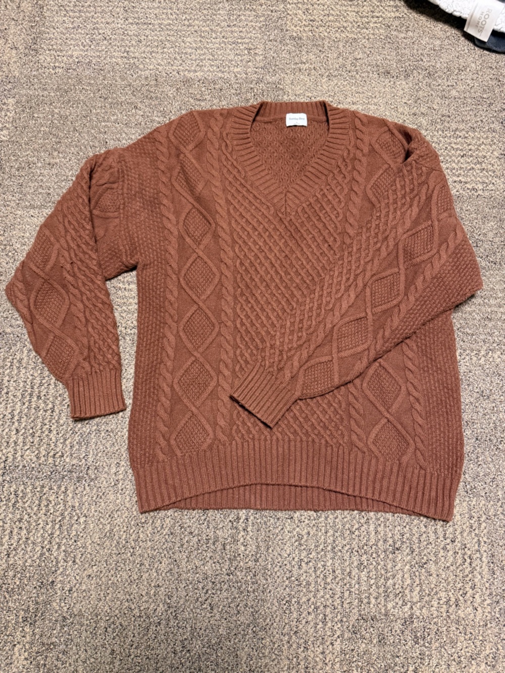 Sunday Best Cable Knit Crewneck Sweater - Rust